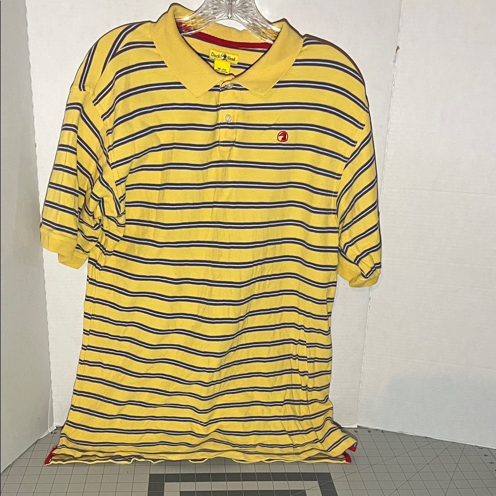 Duck Head Yellow and Blue Striped Polo Shirt